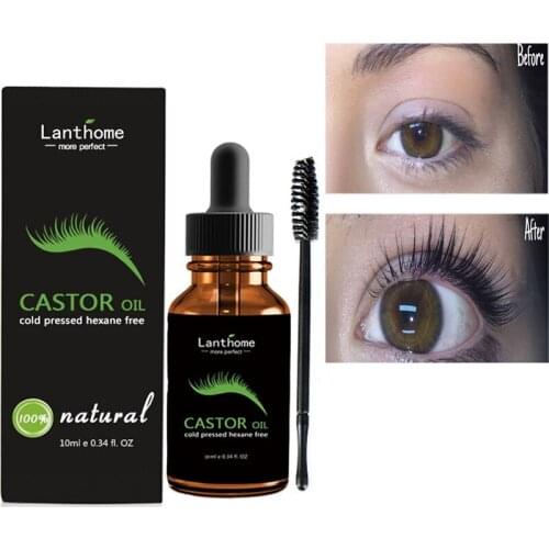 10ml Eyelash Growth Castor Oil Nourish Natural Essential Oil Maintenance Bushy Extension Eyelash Eyebrow Serum with Brush