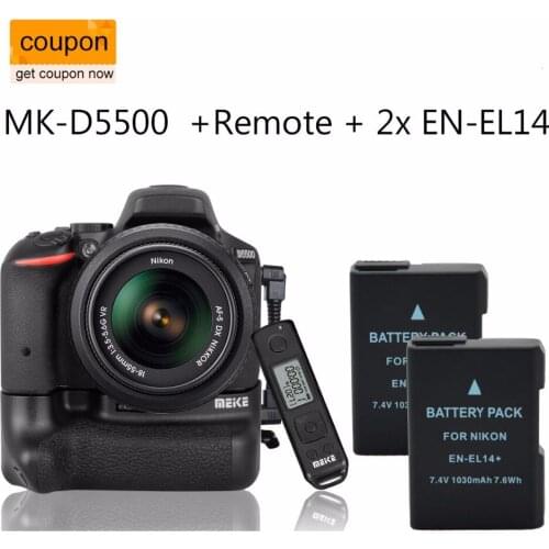 Meike MK-DR5500 DR5500 Battery Grip For Nikon D5500 2.4G Wireless Remote Control + 2 xEN-EL14