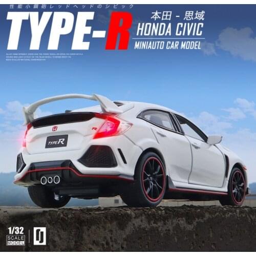 Honda Civic car model toy car model 1:32 simulation sound light return racing car children toy car model birthday gift white car