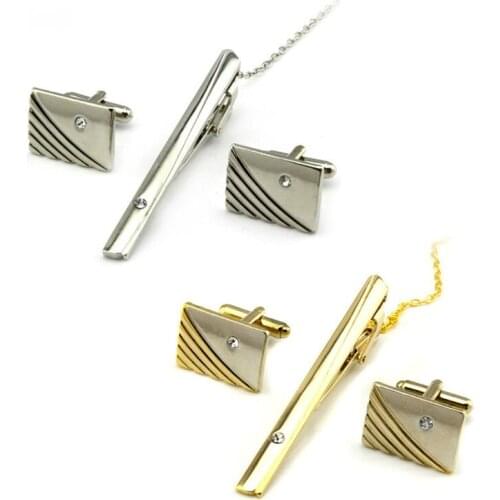 Fashion Diamond Twill Tie Cufflinks Set Business Cufflinks for Men