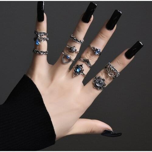 13pcs Vintage Engraved Crown Ring Set Rings for Women Jewelry Wedding Ring Set Jewelry Rings Anniversary