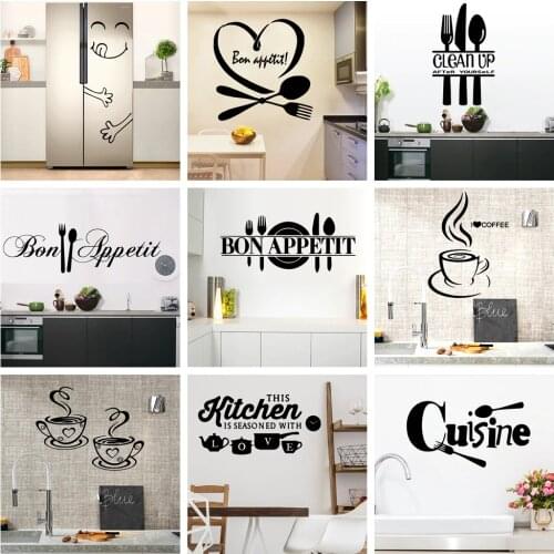 22 Styles Large Kitchen Wall Stickers Home Decor Decals Vinyl Sticker for House Decoration Accessories Mural Wallpaper Poster
