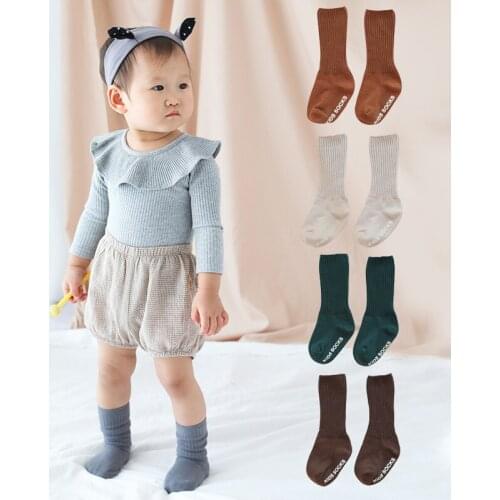 Newborn Baby Socks Infant Kids Solid Print Sole Soft Sock Boys Girls Toddler Anti-slip Floor Socks 0-5y wf