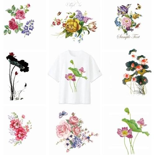 NEW Iron On Transfer Patches Colorful Flowers Heat-Sealing Patch Boy Girl Clothes Stickers Stripe T-shirt Sticker DIY Applique F