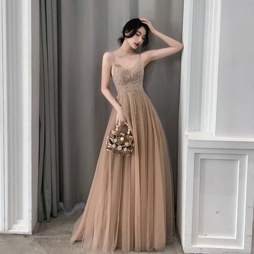 Charming Evening Dress Spaghetti Strap Formal Party Dress Temperament Celebrity Banquet Dress Fairy Birthday Party Dress