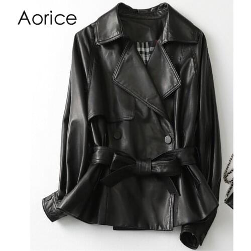 Aorice New Women Genuine Sheep Leather Coat Lady Female Real Sheep Skin Jacket Fall/winter Coats Trench Clothes A21520