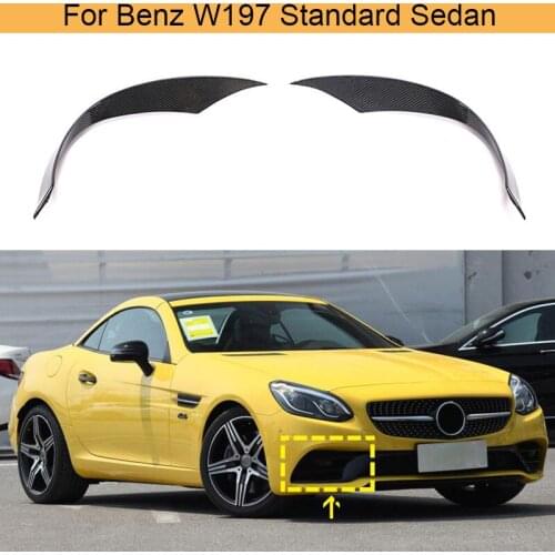 Car Front Bumper Canards Splitters for Mercedes-Benz SLC Class W197 SLC300 Sedan Standard 2017-2019 Fins Vents Carbon Fiber