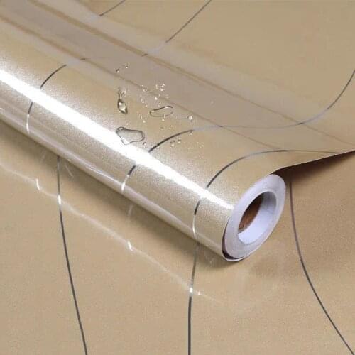 Thick PVC Furniture Cabinet Self adhesive Film Sticker Gold Paint Stripe Wallpaper Silver Line Waterproof Wardrobe Contact Paper