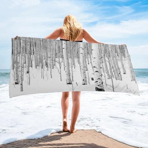 White Aspen Trees In Snow Beach Towel Luxury Quick-dry Microfiber Bathroom Bath Towels Yoga Mat Picnic Blanket