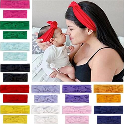 2PCS Mother And Daughter Headband Rabbit Ears Bow Hair Bands For Women Girls Fashion Children HairBands Hair Accessories