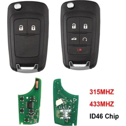 2 5 Button Flip Folding Remote Car Key 433MHz&315MHz ID46 Chip for Chevrolet Camaro Cruze Equinox Impala Spark Volt Uncut Blade