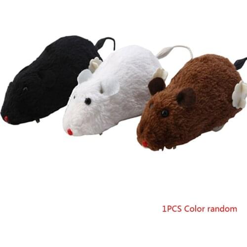 Wind-up Racing Mouse Plush Pet Mouse Teaser Toy Realistic Looking Running Mice Toy Random Color