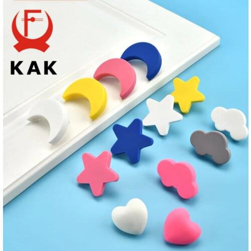 KAK Cartoon Kids Room Cabinet Knobs and Handles Moon Star Furniture Handles PVC Cloud Drawer Knobs Cabinet Pulls for Kids