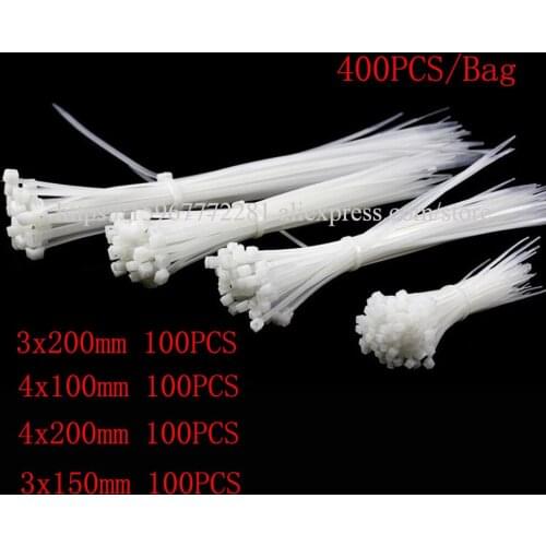 400PCS Self-locking Nylon Cable Ties cable tie Assorted multicolor Plastic Zip Tie Loop Wire Wrap Zip 3*200/3*150/4*100/4*200mm