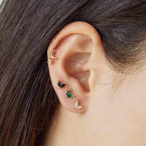 Silver Color Stud Earring Small Fresh Simple Leaf Crystal Earrings Temperament Ladies Womens Jewelry Accessories Girl Gifts