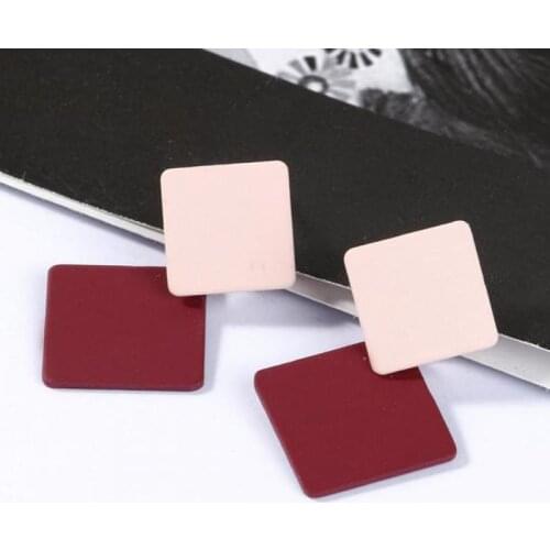Korean Earrings Paint Geometric Square Stud Earrings For Women Exaggerated Fashion Wild Internet Celebrity Earing Jewelry M45