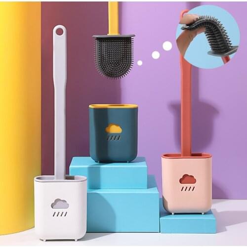 1pcs Silicone Toilet Brush Soft Bristle Wall-mounted Bathroom Toilet Brush Holder Set Clean Tool Durable Bathroom Product