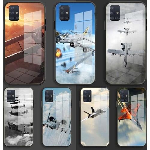Fighter propeller plane aircraft airplane Soft Silicone Glass Case For Samsung Galaxy A10 A20 A30 A40 A50 A70 A31 A51 A71 Cover