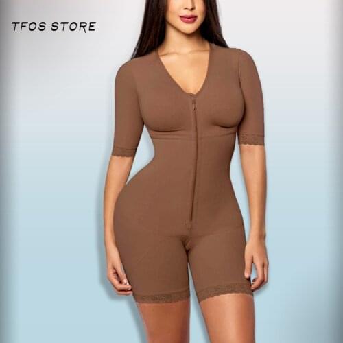 Women Post Liposuction Shaper Postpartum Recovery Shapewear Flatten Abdomen Fajas Colombianas Zipper Bodysuit