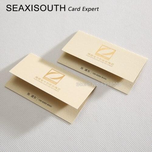 Business card printing identity visit cards hot stamping foil fold the name card Europe frosted diamond paper 285g