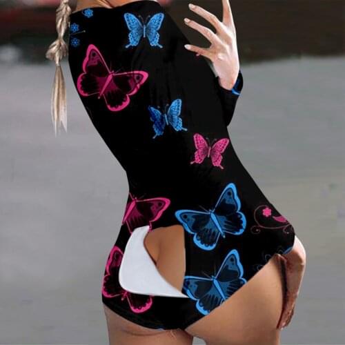 Womens Pajamas Button-Down Front Functional Buttoned Flap Adults Jumpsuit Sexy Femme Pijama Combinaison Nachtkleding Vrouwen