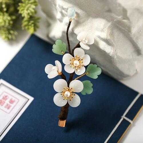 FORSEVEN New Retro Chinese Style Hairpins Flower Leaf Pearls Headpieces Women Bride Noiva Wedding Side Clips Hair Ornaments