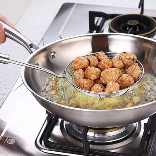 1Pcs Oval Skimmer Cookware Food Filter Portable Kitchen Colander Baking Cooking Tool Stainless Steel Multi Purpose