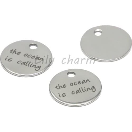 10pcs/lot Beach charm The ocean is Calling message Charm pendant 20mm