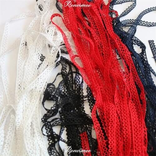 13Yards Narrow Lace Edge Polyester Embroidery Red Black Ivory Lace Trim for Bridal Wedding Gown Costume Design Lace Ribbon 1.2cm