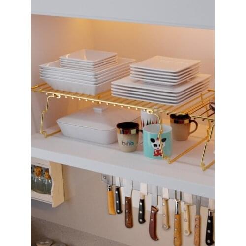 2020 New Multifunctional Fordable Golden Kitchen Bedroom Bathroom Drawer Portable Organizer Wooden Adjustable Divide Storage Box