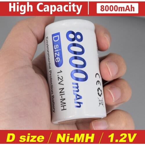 PALO 1~8pcs 1.2V D size rechargeable battery 8000mAh batteries for flash light gas cooker radio refrigerator with battery case