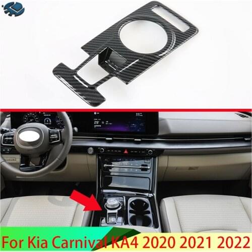 For Kia Carnival KA4 2020 2021 2022 Car Accessories Carbon fiber style shift panel center console with small cover trim frame