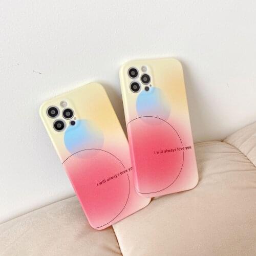 Ins Literary Gradient Color for IPhone11 12 Pro Max X XS XR XSMAX 7 8 Plus Mobile Phone Case Silicone All-inclusive