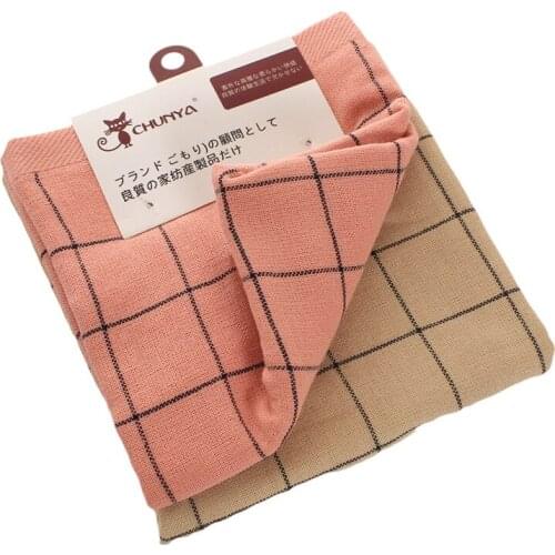 2cps baby towel cotton gauze square scarf plaid striped absorbent hand towel wash face 34*34cm square handkerchief set