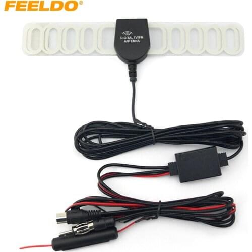 FEELDO 1Set Car 2IN1 FM IEC Connecto TV Antenna Radio Antenna With Amplifier Booster