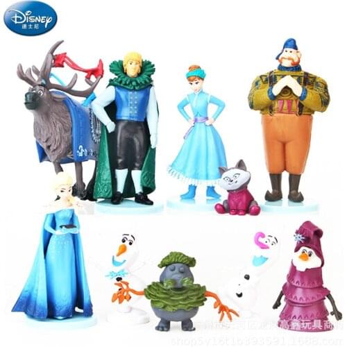 10pcs/set Disney Frozen Elsa Anna Toy Queen Hand Decoration Model Doll Toys for Children Action Figure