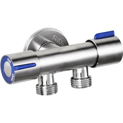G1/2 x 1/2 304 Stainless Steel One Into Two Three-Way Angle Valve, Double Handle Double Control Single Cold Multi-Function Fauce