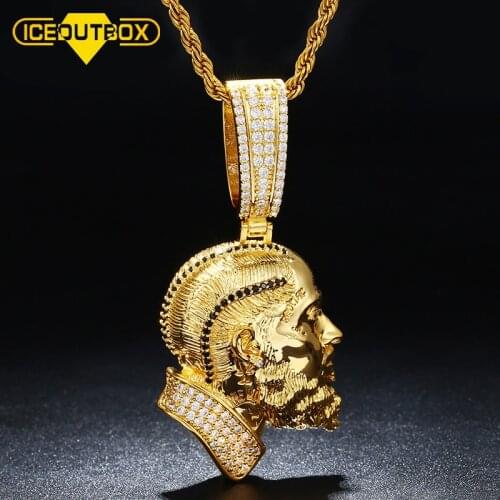 ICEOUTBOX Nipsey Hussle Pendant Necklace Iced Out Bling Cubic Zircon Shining Mens Hip Hop Jewelry Big Bail Fit With 14mm Chain