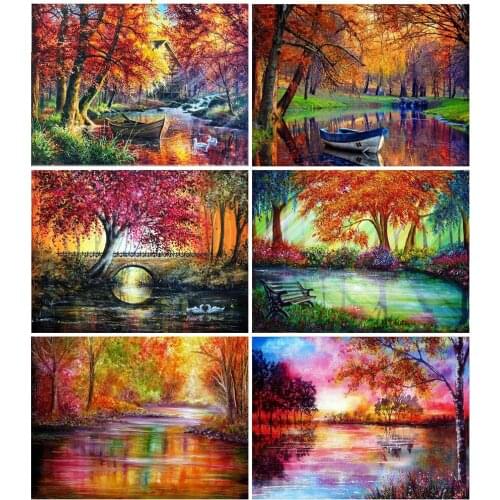 5D DIY Diamond Painting Full Tree Autumn Diamond Embroidery Decorative Paintings Cross Stitch Kits Handicraft Needlework Art