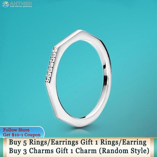 Ahthen 925 Sterling Silver Rings Silver Multifaceted Rings 925 Silver Women Rings Ngagement Ring Women Jewelry Making Girl Rings