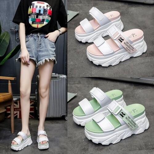 2020 summer new wild velcro sponge cake thick bottom half drag sports sandals female casual beach sandals and slippers Z868