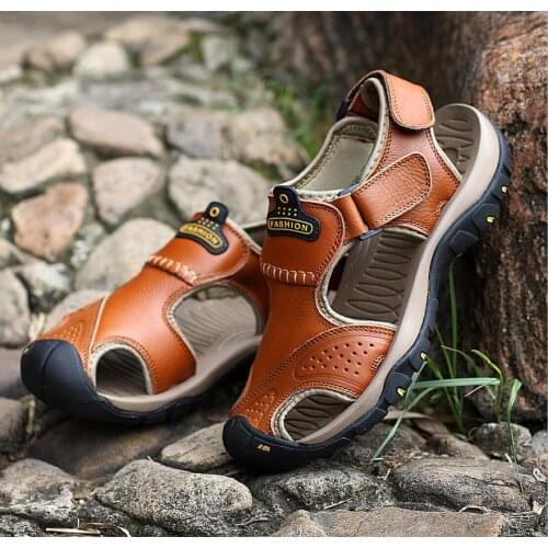 Sandals Mens Trend 2021 Spring New Casual Shoes 7238 Leather Shoes Mens Fashion Fashion Breathable Beach Shoes Men Martin boot