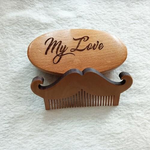 Beard Comb and Brush Set, Personalized Beard Care Set Men Grooming Kit Wood Beard Brush Custom Mustache Brush Anniversary gift