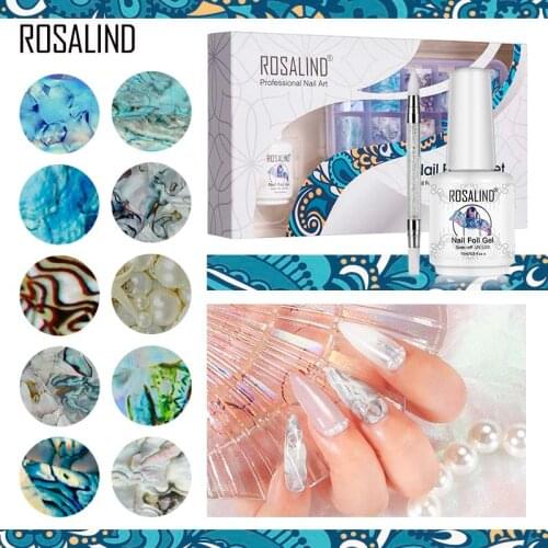 ROSALIND Nail Foil Sticker Tool Set Transfer Gel Polish Nail Art Decorations Kit All For Manicure DIY Fingertips Varnish