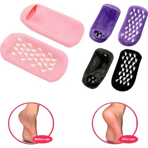 Silica Gel Moisturizing Socks Exfoliating Dry Cracked Soft Skin Sock Pedicure Hard Heel skin Protector Repairing Foot Care Tool