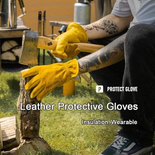 Naturehike Camping Cowhide Gloves 178g Insurance Wear-resistant Leather Protection Gloves Portable Daily Garden Picnic Equipment