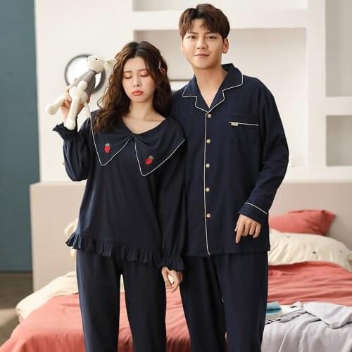 SLPBELY Couple Pajamas Set Homesuit Spring Solid Color Bowknot Long Sleeve Men And Women Pyjamas Lovers Homewear Sleepwear Suit