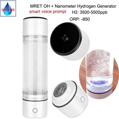 Portable Mini Nano High Rich Hydrogen Water Bottle Smart Voice MRETOH 7.8Hz Multifunction Rechargeable Alkaline Pure H2 Ionizer