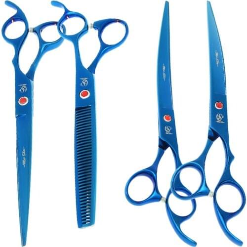 Big 8.0" Professional Pets Trimming Scissors Japanese Steel Dogs Straight&Thinning&Curved Grooming Scissors Dog Suppliers B0047A