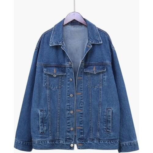 Plus Size 4XL Denim Jacket for Women Boyfriend Jean Coat Streetwear Harajuku Vintage Autumn Jacket Female Basic Outerwear
